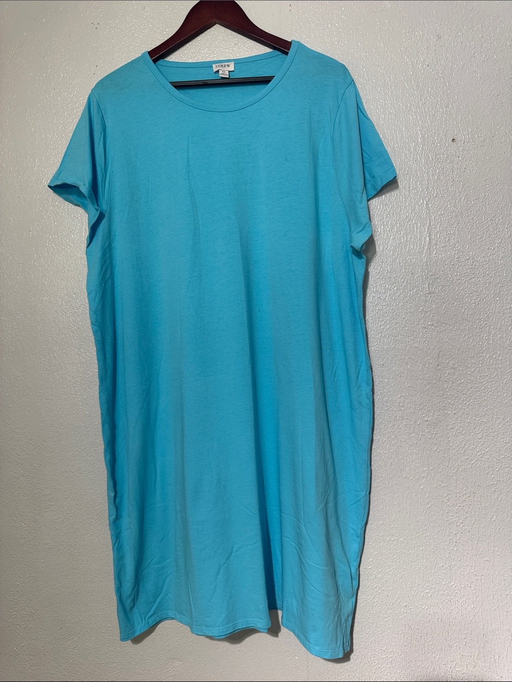 J.Crew Bright Turquoise Blue Short Sleeve Crewneck Tunic Top 2X